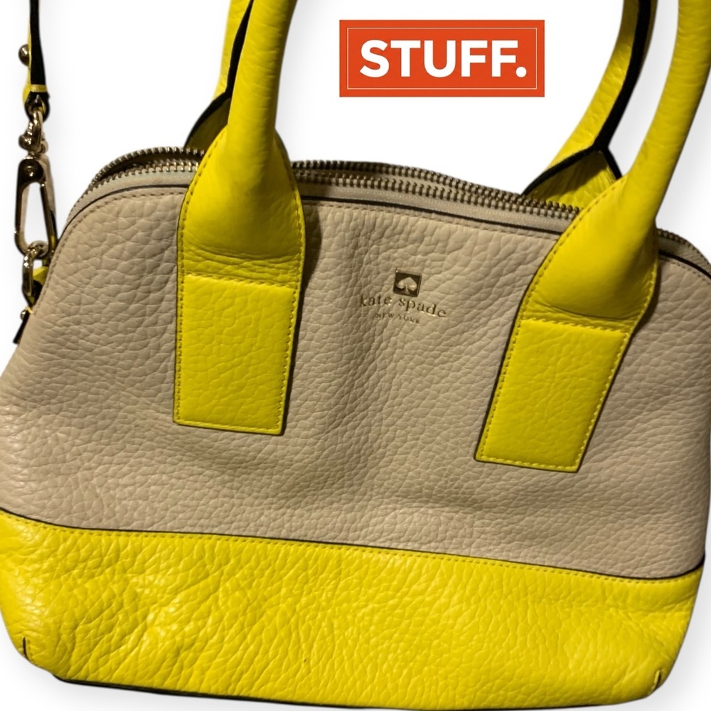 Kate Spade Yellow and Cream Leather Tote Bag (item#20015)